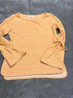 Max Studio Yellow Tie-Sleeve Knit Sweatshirt
